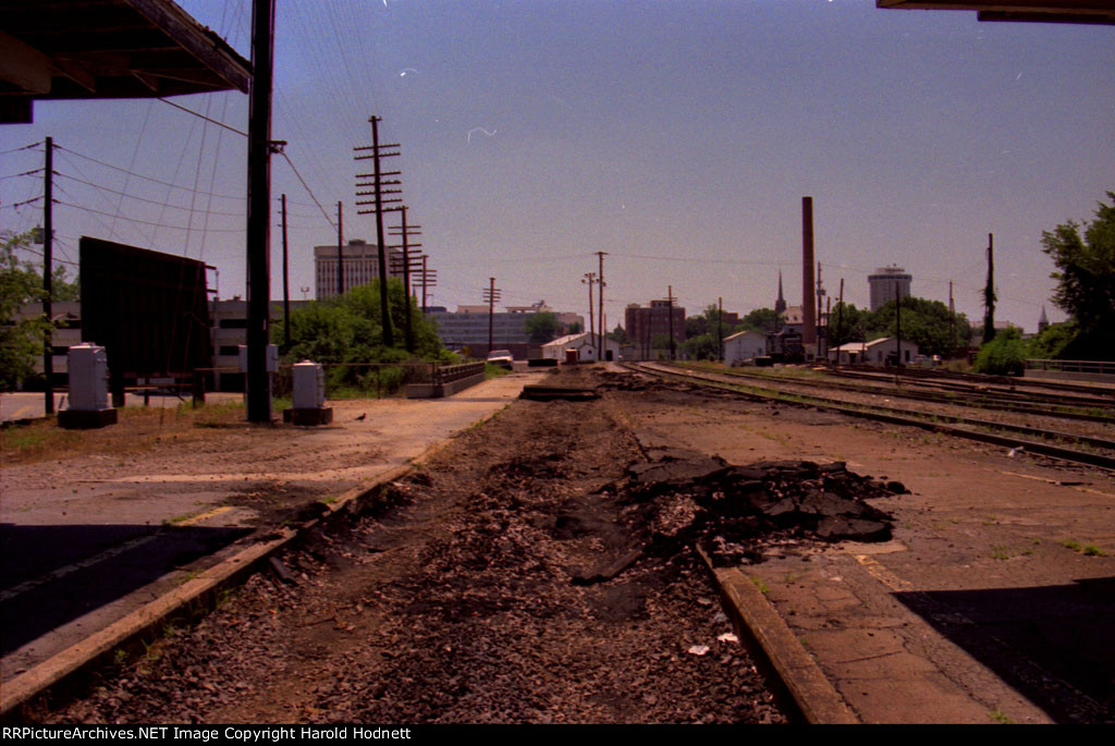 The view southbound at the end of the platforms at Seaboard Station after the main track was pulled up.